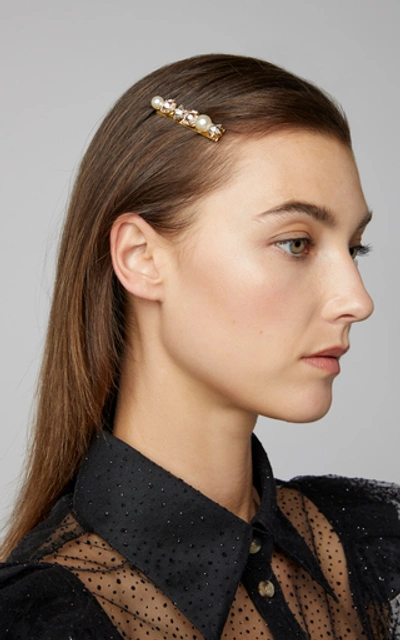 Shop Jennifer Behr Lucy Crystal And Enamel Barrette In Pink