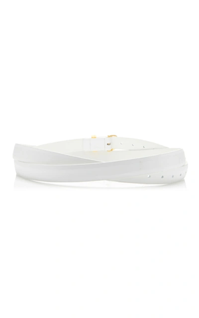 Shop Khaite Brooke Gold-tone Textured-leather Belt In White