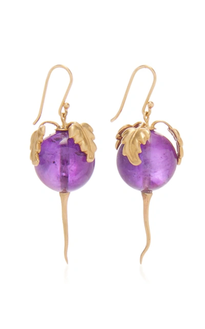 Shop Annette Ferdinandsen Amethyst Beet Earrings In Purple