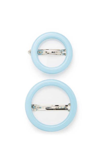 Shop Cult Gaia Set-of-two Ria Tortoiseshell Acetate Hairclips  In Blue