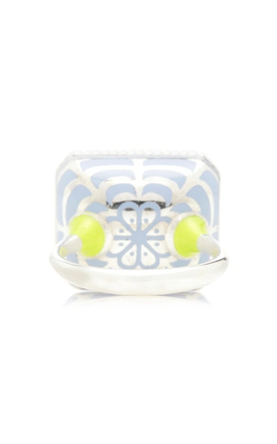 Shop Alice Cicolini 22k Gold, Sterling Silver And Aquamarine Ring In Blue