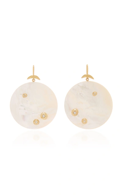 Shop Annette Ferdinandsen Large Luna Earring With Diamonds In White