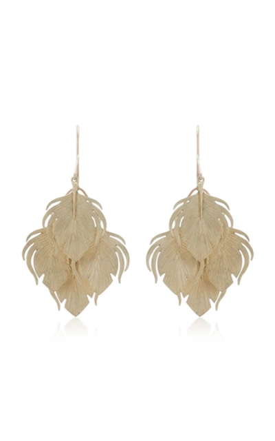 Shop Annette Ferdinandsen Peacock Feather Clusters 14k Gold Drop Earrings