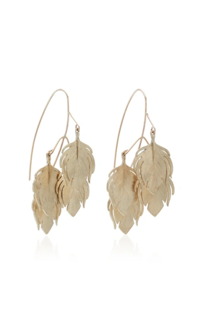 Shop Annette Ferdinandsen Peacock Feather Clusters 14k Gold Drop Earrings