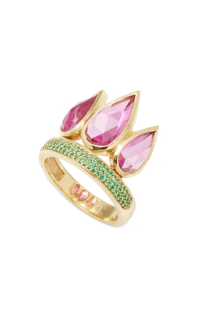 Shop Ark Tiara 18k Gold Emerald And Topaz Ring In Multi