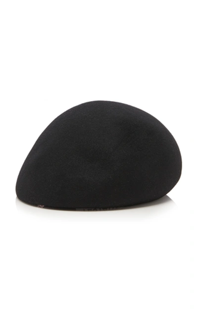 Shop Yestadt Millinery Zina Felt Beret In Black