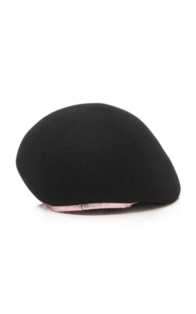 Shop Yestadt Millinery Zina Felt Beret In Black