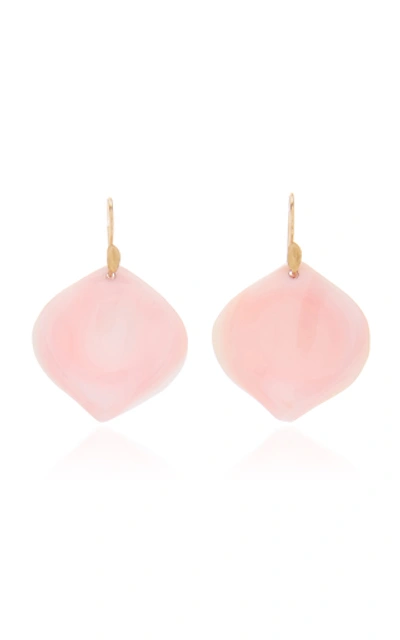 Shop Annette Ferdinandsen Rose Petal 18k Yellow Gold Conch Earrings In Pink