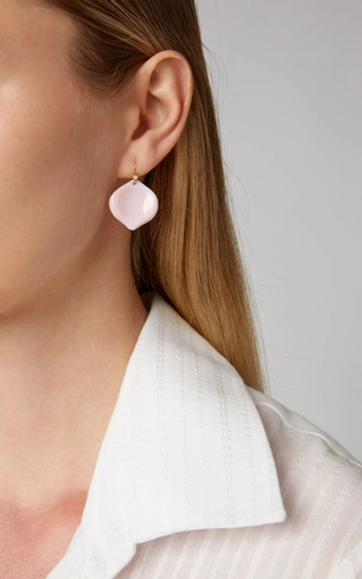 Shop Annette Ferdinandsen Rose Petal 18k Yellow Gold Conch Earrings In Pink