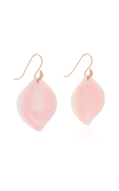 Shop Annette Ferdinandsen Rose Petal 18k Yellow Gold Conch Earrings In Pink