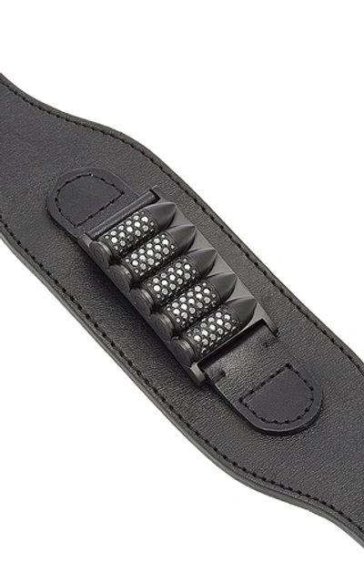 Shop Akillis Leather, Titanium And Diamond Bracelet In Black
