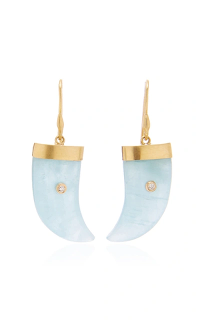 Shop Annette Ferdinandsen Aquamarine Amazon Claw Earrings In Blue