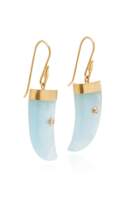 Shop Annette Ferdinandsen Aquamarine Amazon Claw Earrings In Blue