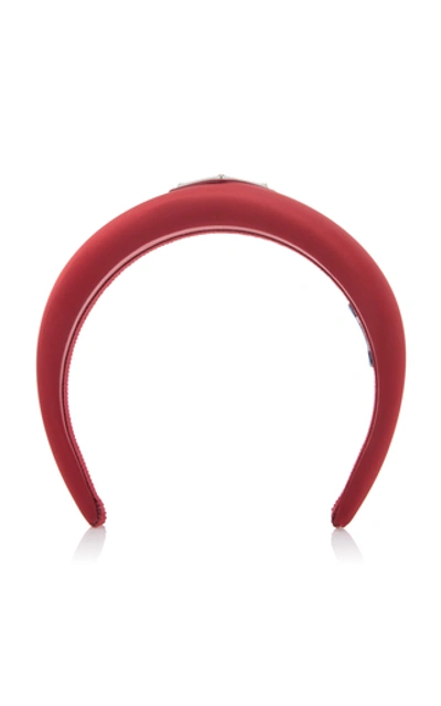 Shop Prada Silk-satin Headband In Red