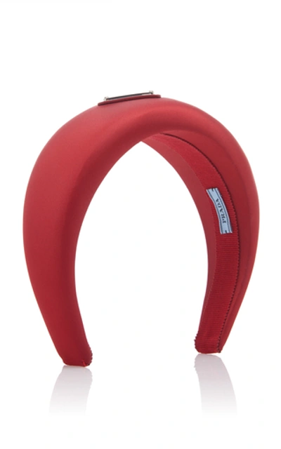 Shop Prada Silk-satin Headband In Red