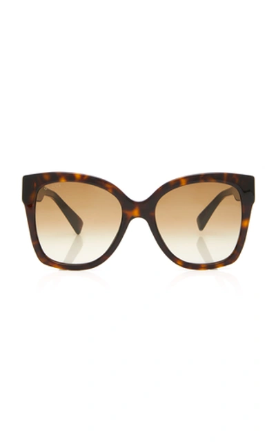 Shop Gucci Web Plaque Oversized Acetate Square-frame Sunglasses In Brown