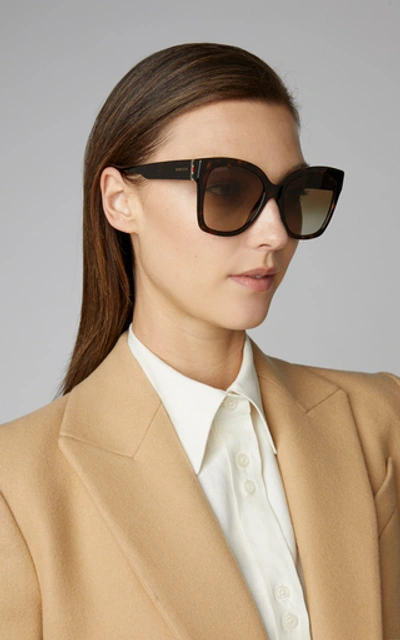 Shop Gucci Web Plaque Oversized Acetate Square-frame Sunglasses In Brown