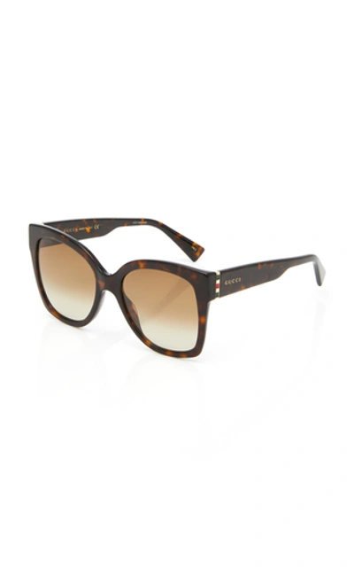 Shop Gucci Web Plaque Oversized Acetate Square-frame Sunglasses In Brown