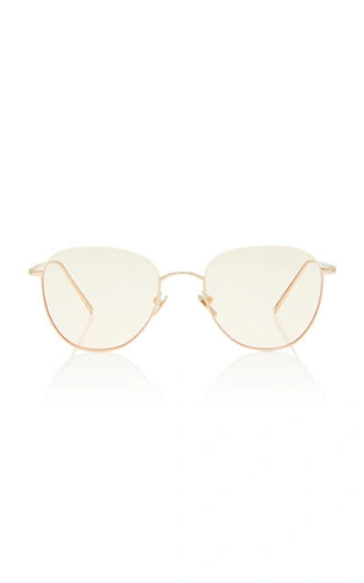 Shop Linda Farrow Gold-tone Metal Aviator Sunglasses