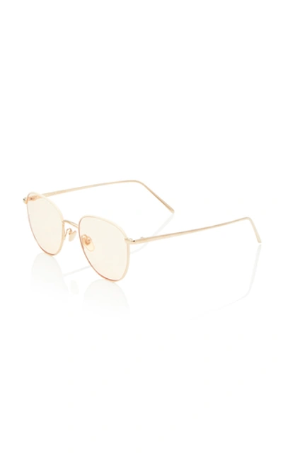 Shop Linda Farrow Gold-tone Metal Aviator Sunglasses