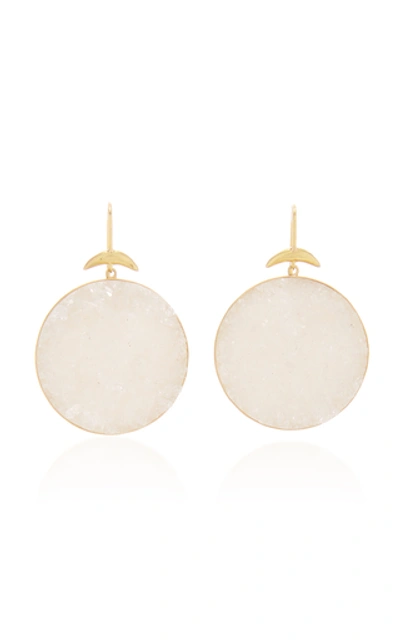 Shop Annette Ferdinandsen Crystal Drusy Luna Earrings In White