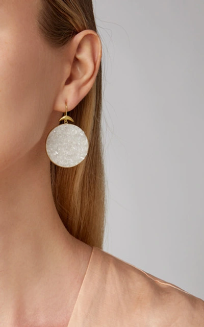 Shop Annette Ferdinandsen Crystal Drusy Luna Earrings In White