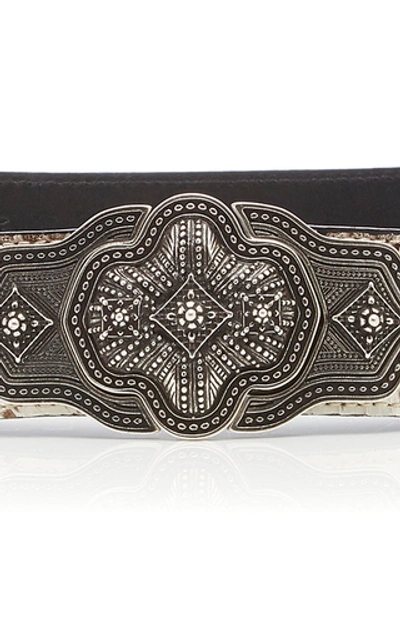 Shop Etro Snake-effect Leather Belt In White