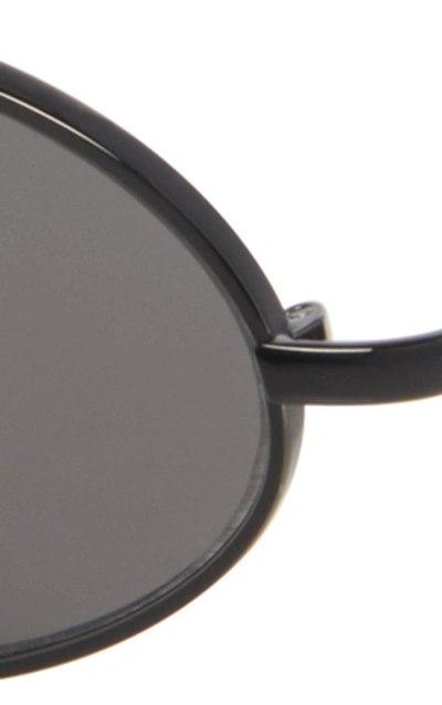 Shop Alessandra Rich X Linda Farrow Round Sunglasses With Chain In Grey