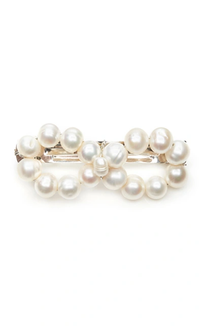 Shop Timeless Pearly Exclusive Pearl Barrette In Silver