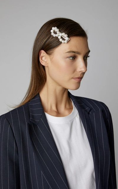 Shop Timeless Pearly Exclusive Pearl Barrette In Silver