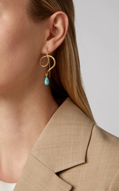 Shop Annette Ferdinandsen Turquoise Serpent Earring In Gold