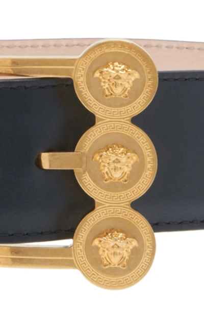 Shop Versace Coin-embellished Leather Belt In Black
