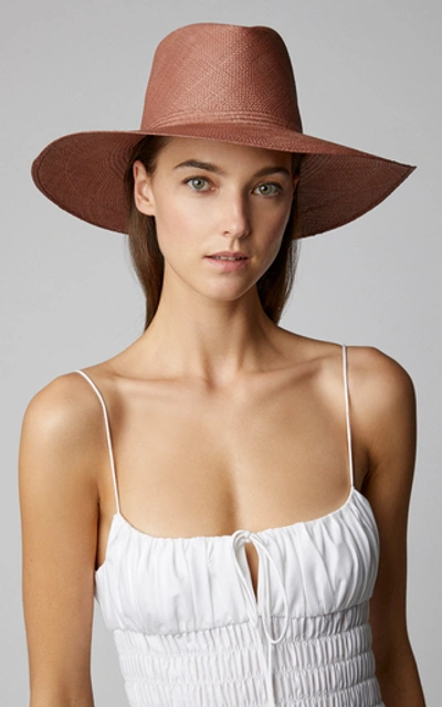 Shop Clyde Pinch Straw Panama Hat In Red