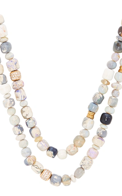 Shop Mimi So Layered 18k Rose Gold, Opal And Diamond Necklace In Multi