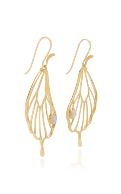 Shop Annette Ferdinandsen Opal Pampion Wing Earring In Gold