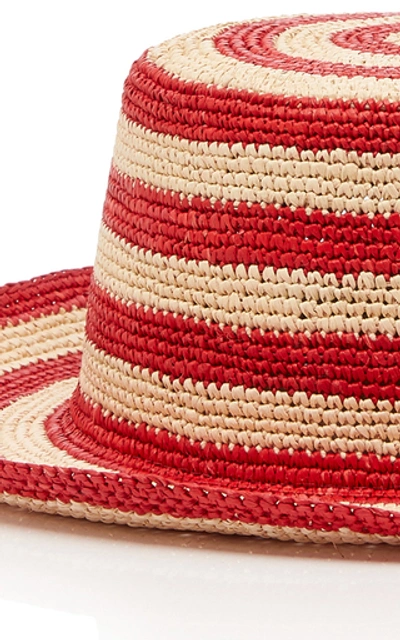 Shop Sensi Studio Exclusive Lace-up Striped Straw Hat In Red