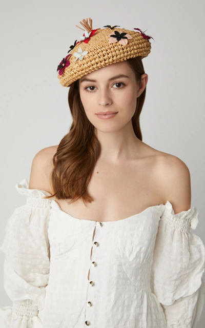 Shop Gigi Burris Exclusive Coco Embellished Straw Beret In Neutral