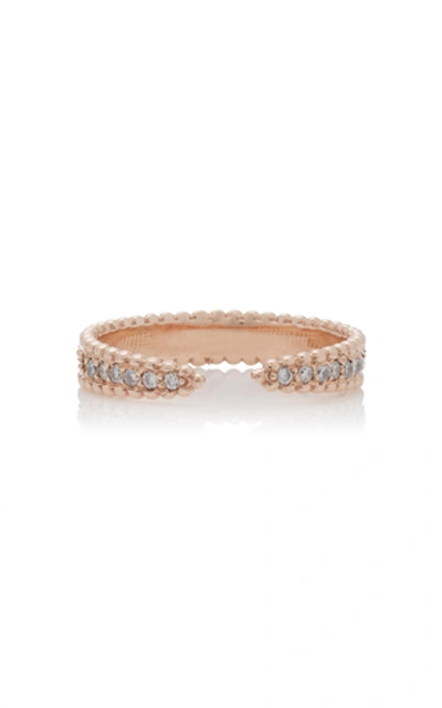 Shop Sophie Ratner 14k Rose Gold Pavé-diamond Ring In Pink