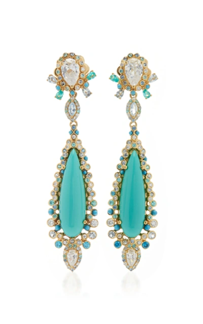 Shop Anabela Chan Turquoise Tigerlilly Earrings In Blue