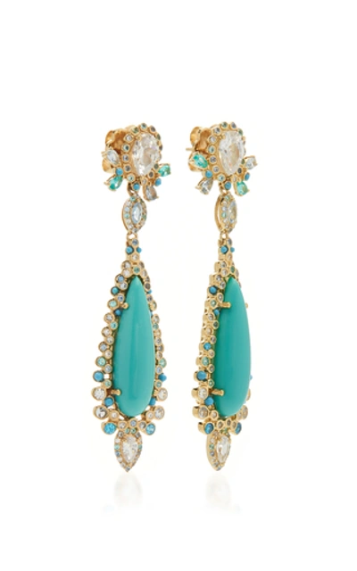 Shop Anabela Chan Turquoise Tigerlilly Earrings In Blue