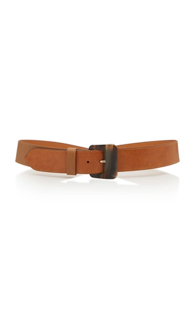 Shop Maison Vaincourt Lizard-effect Leather Belt In Brown