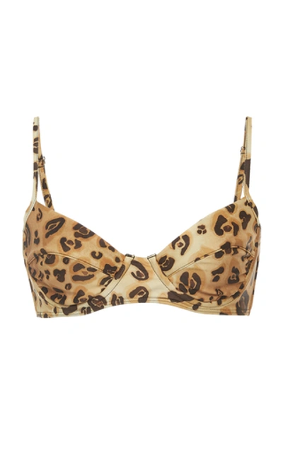 Shop Mara Hoffman Lua Leopard-print Bikini Top In Animal