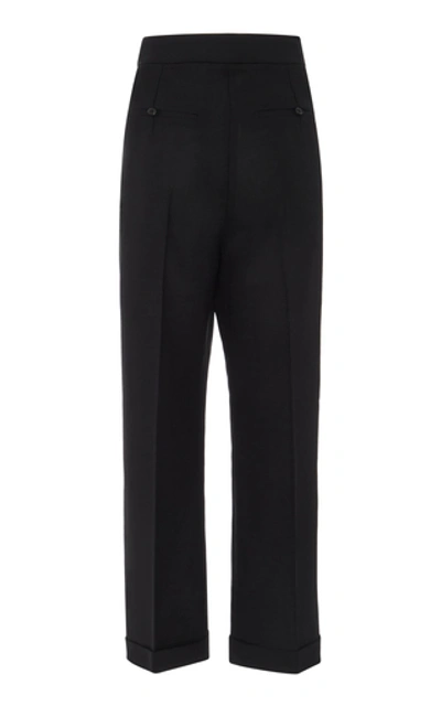Shop Jacquemus Cropped Wool Straight-leg Pants In Black