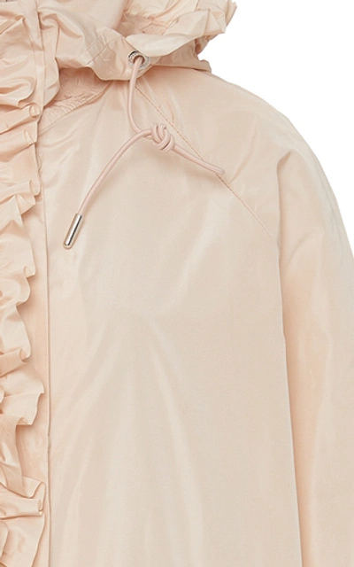 Shop Moncler Genius + Simone Rocha Geranium Ruffled Shell Hooded Jacket Siz In Neutral