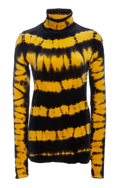 Shop Proenza Schouler Tie-dye Cotton And Modal-blend Turtleneck Top In Yellow