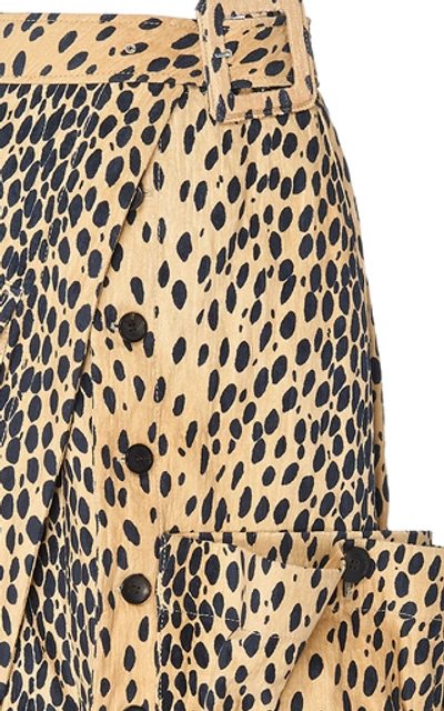 Shop Jacquemus Deconstructed Button-front Animal-print Midi Skirt