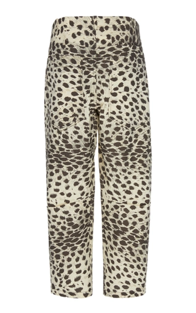 Shop Sea Leo High-waisted Cropped Cheetah-print Cotton Pants In Animal