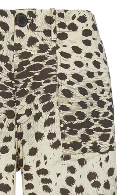 Shop Sea Leo High-waisted Cropped Cheetah-print Cotton Pants In Animal