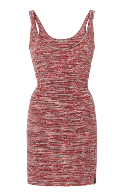 Shop Bottega Veneta Marled Rib-knit Cotton Tank In Pink