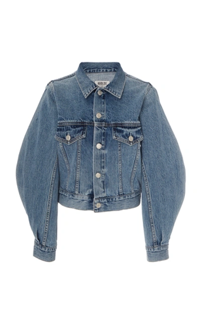 Shop Agolde Alik Cropped Denim Jacket In Light Wash